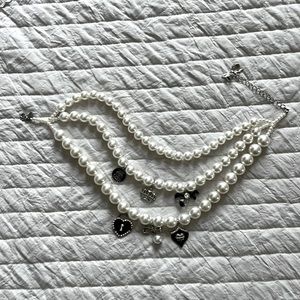 Express White Pearl Charm Necklace
